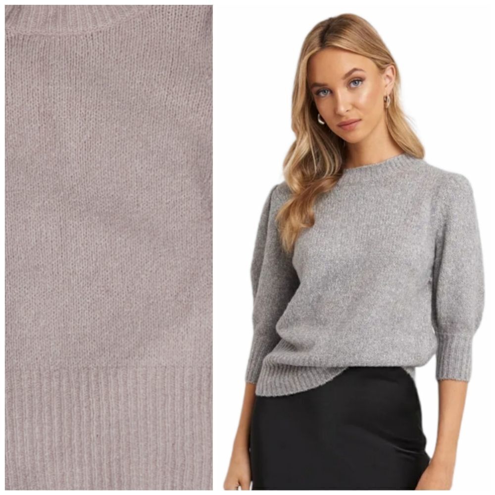 NA-KD pink sweater short puff sleeve knitted top XS